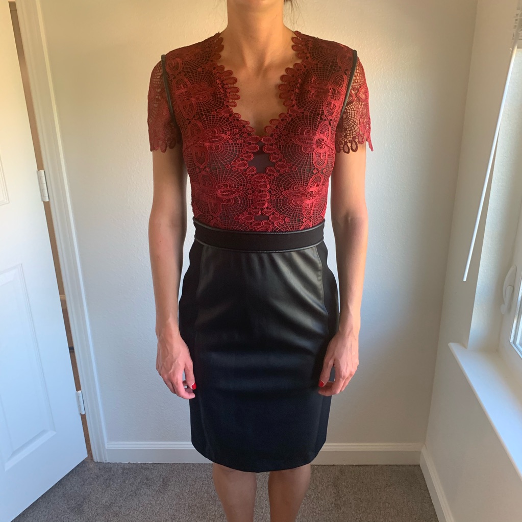 Catherine Deane Lace And Leather Accented Dress